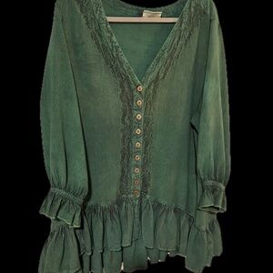 Holy Clothing Green Ruffled Top